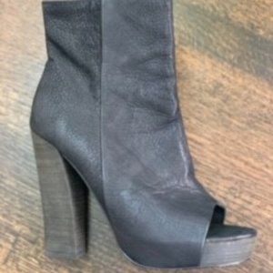 AllSaints Peep Toe Booties in Black